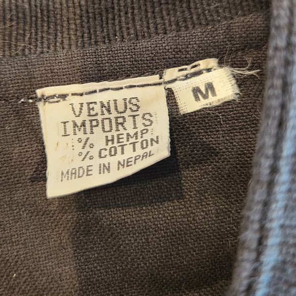 Venus imports duck canvas hemp cotton  blend jacket black cream Unisex Oversized - Picture 8 of 11